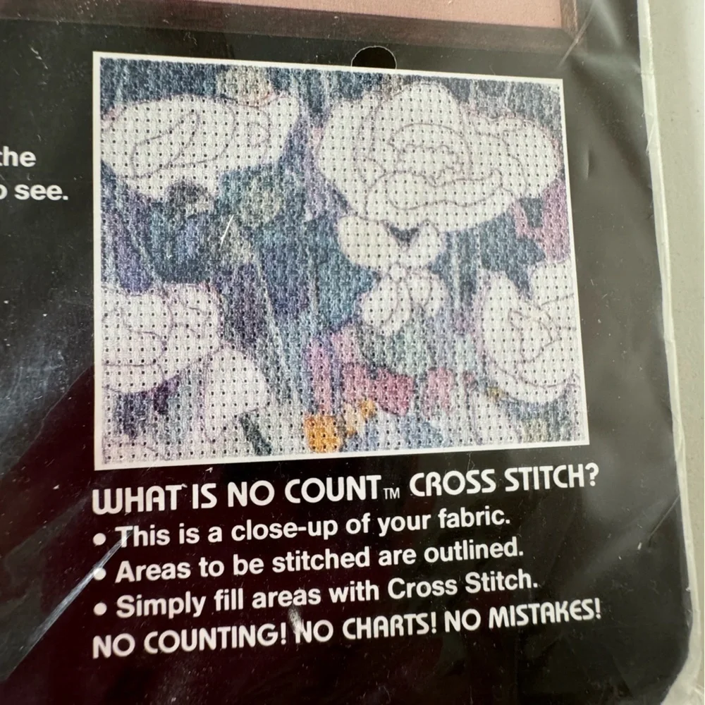 Vintage Dimensions Pink Rose Floral Cottage No Count Cross Stitch Kit - Picture 5 of 9